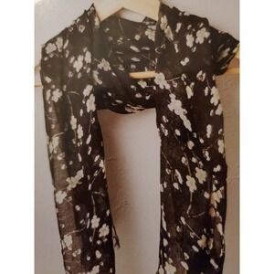 ONAM Lightweight Black Floral Scarf New With Tags